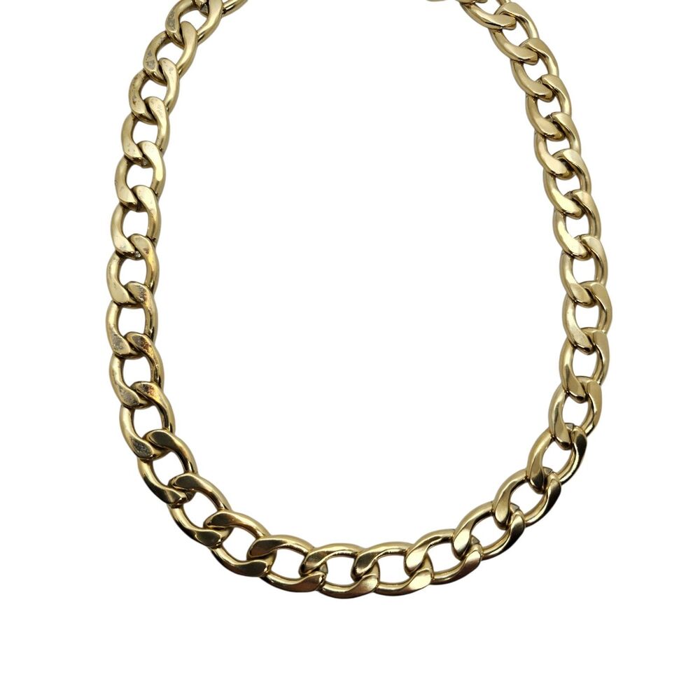 Talbots Shiny Gold Toned Cuban Link Thick Chunky Chain Necklace 25" NEW